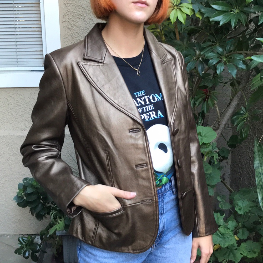 New vintage bronze metallic Bernardo leather jacket